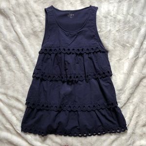 SET OF 2 Loft Navy and White Tiered Tanks Sz M